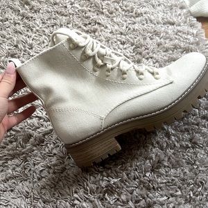 Cream colored combat boots